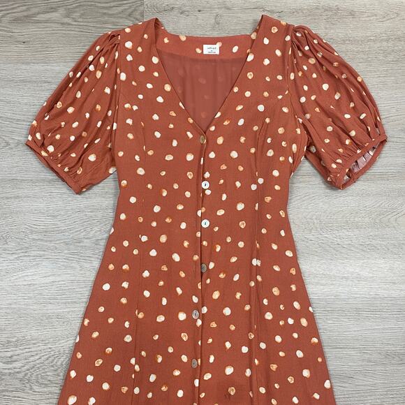 Wilfred Aritzia Libretto Puff Sleeve Button Up Midi Dress Women's M - Picture 2 of 11